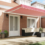 vidaXL Auvent Rétractable Rouge et Blanc 500 × 300 cm Polyester  Métal