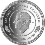 Monnaie SUMMER TREE OF LIFE 1 Oz Argent 5 Cedis Ghana 2026