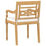 vidaXL Chaises Batavia lot de 4 avec coussins Bois de teck solide