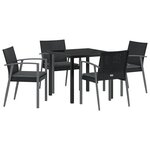 vidaXL Ensemble de salle à manger de jardin 5 pièces avec des coussins en poly rotin noir
