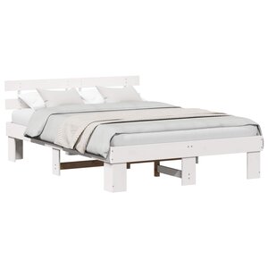 vidaXL Cadre de lit avec tête de lit Blanc 150 x 200 cm Pin massif