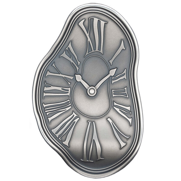 SALVADOR DALI CLOCK 1.5 Once Wave Shape Argent Monnaie 2 Dollars Niue 2024