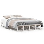 vidaXL Cadre de lit sans matelas blanc 135x190 cm bois de pin massif