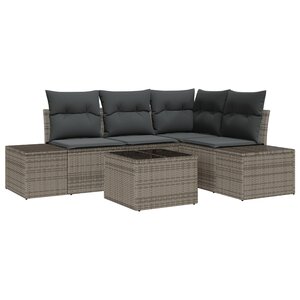 vidaXL Ensemble de Canapé de Jardin 4 Pièces avec Coussins Noir Poly Rattan