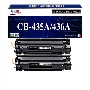 T3AZUR -2x Toners compatibles avec HP CB436A (36A) pour HP LaserJet M1120  M1120MFP  M1120N  M1522MFP  M1522N  M1522NF  P1505  P1505N