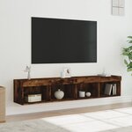 vidaXL Meubles TV avec lumières LED 2 Pièces chêne fumé 80x30x30 cm