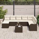 vidaXL Ensemble de canapé de jardin 9 Pièces Marron Poly rotin