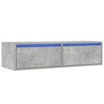 vidaXL Meuble TV avec lumières LED gris béton 100X35 5x25 cm