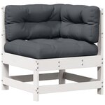 vidaXL Salon de jardin 7 Pièces avec coussins blanc bois de pin massif