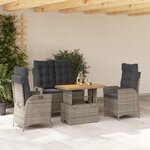 vidaXL Ensemble à manger jardin 4Pièces et coussins Gris Résine tressée