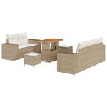 vidaXL Ensemble de canapé de jardin 8 Pièces Beige et crème Poly Rattan