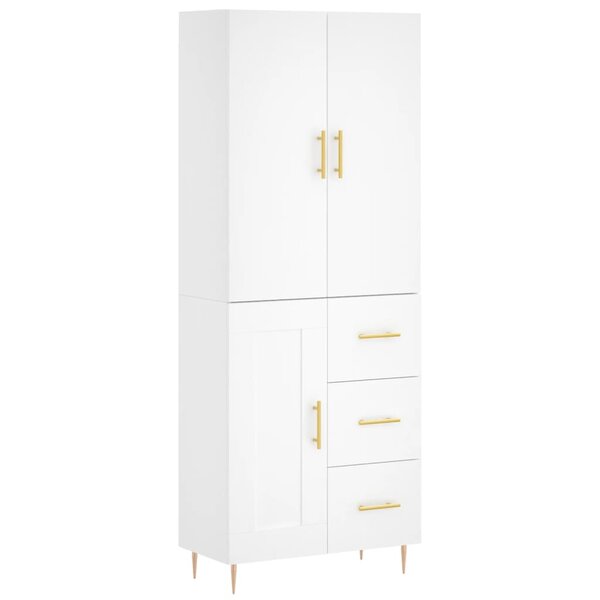 vidaXL Buffet haut Blanc 69 5x34x180 cm Bois d'ingénierie