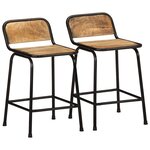 vidaXL Tabourets de bar lot de 2 Pièces bois massif manguier brut