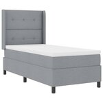 vidaXL Lit à ressort LED avec matelas Gris clair 90 x 190 cm tissu