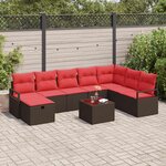 vidaXL Ensemble de canapé de jardin 9 Pièces Marron Poly rotin