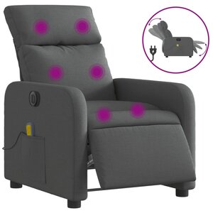vidaXL Fauteuil inclinable de massage électrique gris foncé tissu