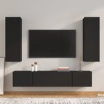 vidaXL Ensemble de meubles TV 4 Pièces Noir Bois d'ingénierie