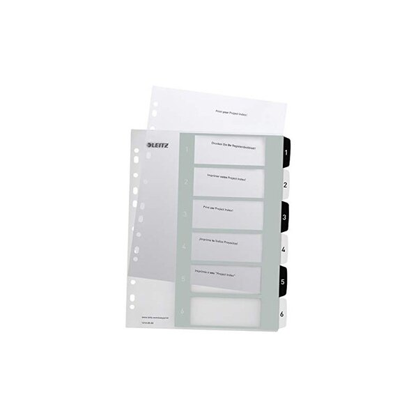 Intercalaires Leitz A-Z Extra-larges A4 - 20 Onglets, Plastique 90% Recyclé, écologique, Couleur Gris