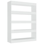 vidaXL Bibliothèque/Séparateur de pièce Blanc brillant 100x30x135 cm