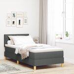 vidaXL Lit à ressort avec matelas & LED Gris foncé 90x200 cm Tissu