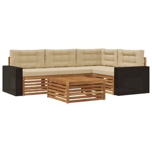 vidaXL Ensemble de canapés d'extérieur 5 pc Naturel et Beige Polyester
