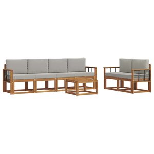 vidaXL Ensemble de canapés d'extérieur 7 pc Gris Naturel et Clair