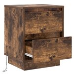 vidaXL Tables de Nuit avec Lumières LED 2 pièces Chêne Fumé 39x34.5x50 cm