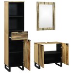 vidaXL Ensemble de mobilier de salle de bain 3 Pièces Marron Grand