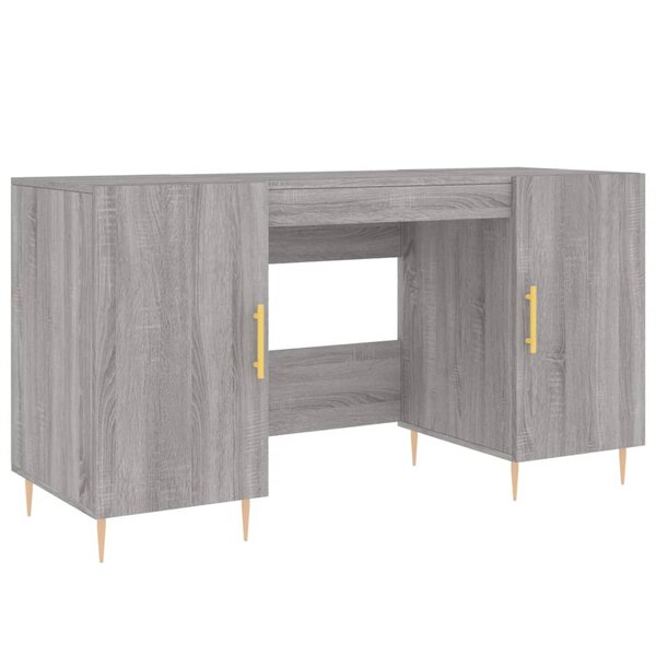 Bureau table poste de travail meuble d'ordinateur informatique étude sonoma 140 x 50 x 75 cm bois d'ingénierie gris 02_0023953