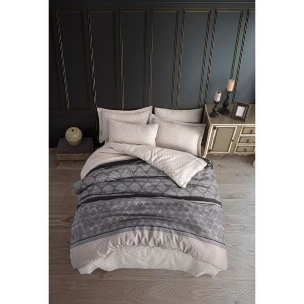 Parure de lit - housse de couette 220 x 240 + 2 taies d'oreiller 60 x 60  65  coton- Gris