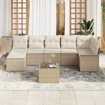 vidaXL Ensemble de canapé de jardin 8 Pièces Beige Poly rotin