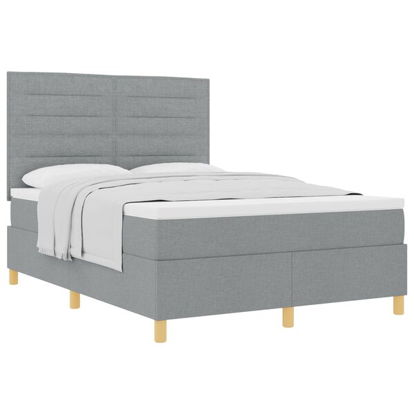 vidaXL Lit à ressorts avec matelas Gris clair 140 x 200 cm tissu