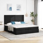 VidaXL Cadre de lit ottoman avec matelas noir 200x200cm tissu