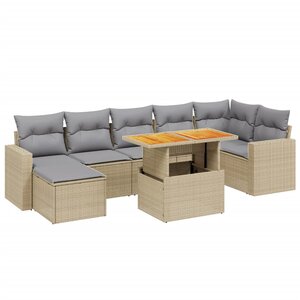 vidaXL Salon de jardin avec coussins 8 Pièces beige résine tressée