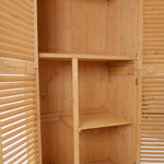 Armoire de jardin abri jardin remise pour outils sur pied dim. 87L x 47l x 160H cm 2 étagères portes persienne toit bitumé étanche bois massif pin pré-huilé