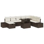 vidaXL Ensemble de canapé de jardin 9 pièces avec coussins Marron Poly Rotin