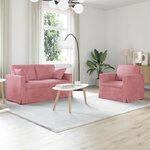 vidaXL Canapé 2 Pièces Rose 138 x 78 x 80 cm Velours