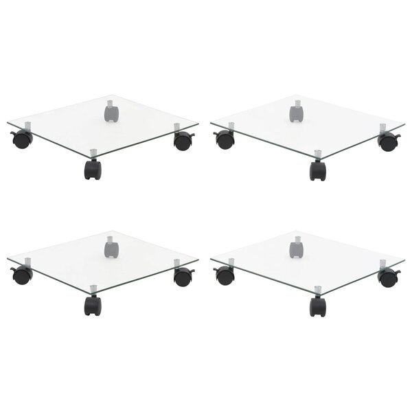 vidaXL Supports roulants à plantes 4 Pièces 35x35 cm Carré Verre trempé
