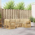 vidaXL Ensemble de canapés d'extérieur 5 Pièces Blanc et Beige