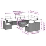 vidaXL Salon de jardin 11 Pièces avec coussins gris résine tressée