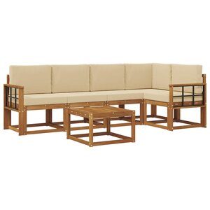 vidaXL Ensemble de canapés d'extérieur 6 pc Naturel et Beige
