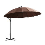 Parasol déporté rond inclinable manivelle piètement mât métal. dim. Ø 2 96 x 2 6H m polyester haute densité chocolat