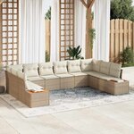 vidaXL Ensemble de canapé de jardin 10 Pièces Beige Poly rotin