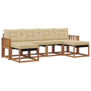 vidaXL Ensemble de canapés d'extérieur 6 pc Naturel et Beige