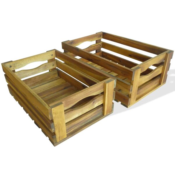 vidaXL Caisse à pommes 2 Pièces Bois d'acacia massif