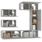 vidaXL Ensemble de meubles TV 6 Pièces Gris béton Bois d'ingénierie
