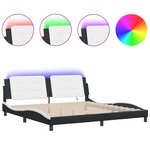 vidaXL Cadre de lit avec LED sans matelas noir et blanc 200x200 cm