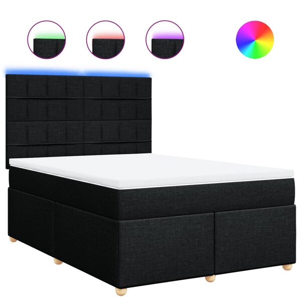 vidaXL Sommier à lattes de lit avec matelas Noir 140x200 cm Tissu
