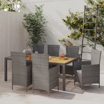 vidaXL Salon de jardin 7 Pièces avec coussins Résine tressée Gris
