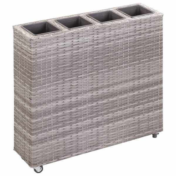 vidaXL Lit surélevé de jardin à 4 pots 80x22x79 cm Résine Tressée Gris